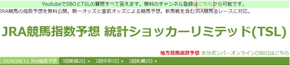 JRA競馬指数予想 統計ショッカーリミテッド(TSL)